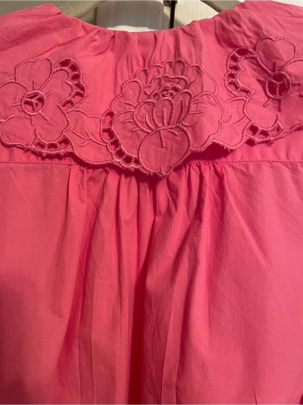 Free People Maisie Boho Pink Cotton Eyelet floral Embroidered Blouse Size M - Picture 4 of 12